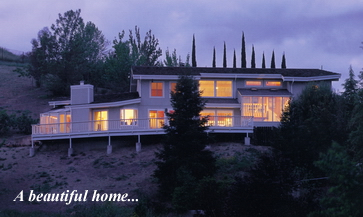 Two views of the same home overlooking freeway traffic